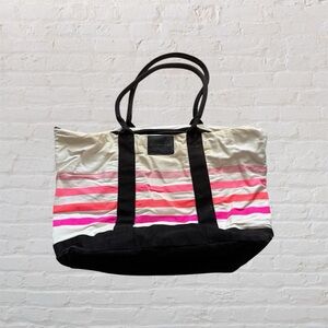 💕 Victoria’s Secret vintage Sun-kissed canvas beach tote bag with pink stripes